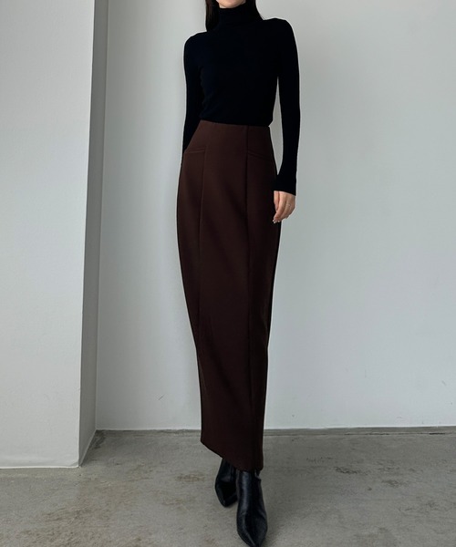 Louere(ルエレ)の「ポケットデザインファスナースリットIラインポンチスカート(スカート・レディース・ブラック/ブラウン/チャコール・X-LARGE/LARGE/MEDIUM/SMALL)」の4枚目の写真