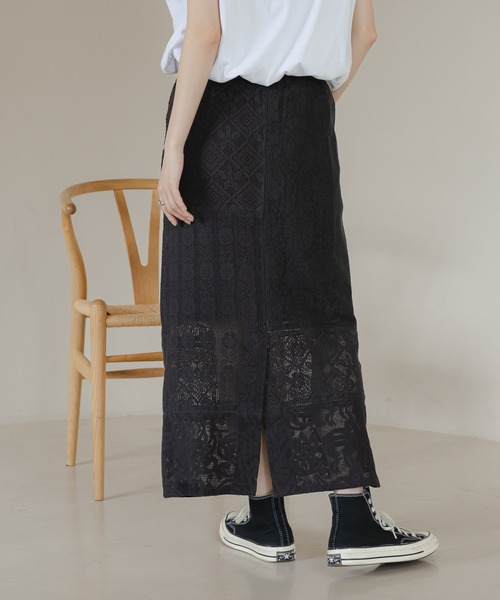 LOWRYS FARM（ローリーズファーム）の「パッチワークレーススカート  328000（スカート・レディース・ブラック/アイボリー・FREE）」の14枚目の写真