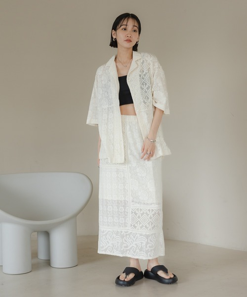 LOWRYS FARM（ローリーズファーム）の「パッチワークレーススカート  328000（スカート・レディース・ブラック/アイボリー・FREE）」の21枚目の写真