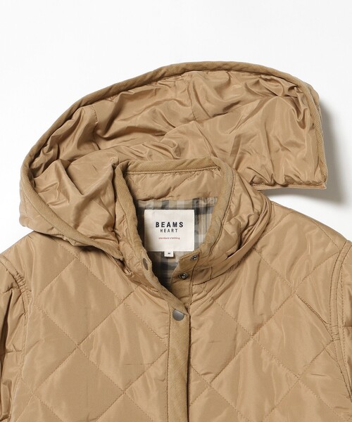 BEAMS HEART（ビームスハート）の「【ベストセラー】フード キルティング コート 軽量 / フード取り外し可能（その他アウター・レディース・オリーブ/ベージュ/ネイビー・SMALL/MEDIUM/LARGE）」の13枚目の写真