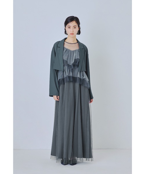 niana(ニアナ)の「フローリッシュブラウスセットアップドレス 3点セット ショート丈ジャケット キャミワンピース シアートップス 結婚式 成人式 二次会 同窓会 セレモニー パーティードレス オケージョンドレス お呼ばれ(ドレス・レディース・ブラック/ブルー/ライトグレー・M/L/S)」の3枚目の写真