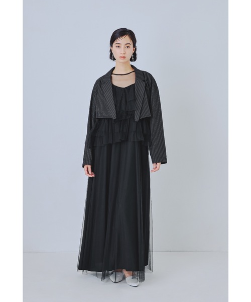 niana(ニアナ)の「フローリッシュブラウスセットアップドレス 3点セット ショート丈ジャケット キャミワンピース シアートップス 結婚式 成人式 二次会 同窓会 セレモニー パーティードレス オケージョンドレス お呼ばれ(ドレス・レディース・ブラック/ブルー/ライトグレー・M/L/S)」の9枚目の写真
