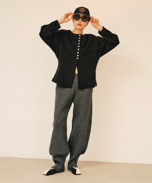null.(ヌル)の「リブヘムニットパンツ(その他パンツ・レディース・グレー/アイボリー/ブラック・M/S)」の3枚目の写真