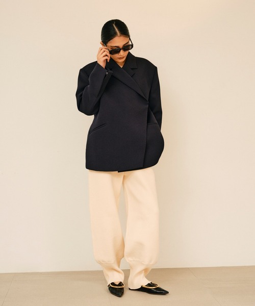 null.(ヌル)の「リブヘムニットパンツ(その他パンツ・レディース・グレー/アイボリー/ブラック・M/S)」の2枚目の写真