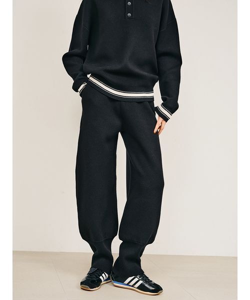 null.(ヌル)の「リブヘムニットパンツ(その他パンツ・レディース・グレー/アイボリー/ブラック・M/S)」の1枚目の写真