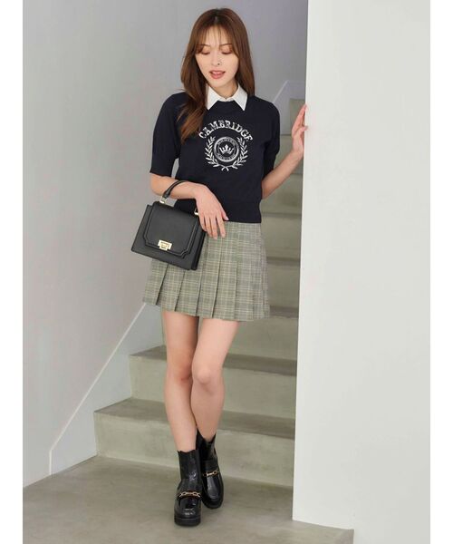 MERCURYDUO（マーキュリーデュオ）の「カレッジロゴプリントニット（ニット/セーター・レディース・ネイビー/オフホワイト/グレー・FREE）」の10枚目の写真