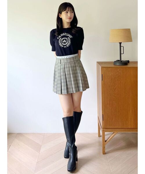 MERCURYDUO（マーキュリーデュオ）の「カレッジロゴプリントニット（ニット/セーター・レディース・ネイビー/オフホワイト/グレー・FREE）」の16枚目の写真