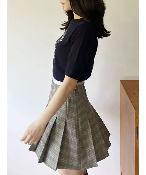 MERCURYDUO（マーキュリーデュオ）の「カレッジロゴプリントニット（ニット/セーター・レディース・ネイビー/オフホワイト/グレー・FREE）」の18枚目の写真