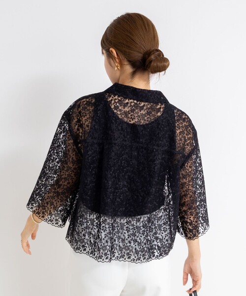 NOLLEY’S(ノーリーズ)の「Brocheレースショートシャツ(シャツ/ブラウス・レディース・オフホワイト/ブラック・38)」の9枚目の写真