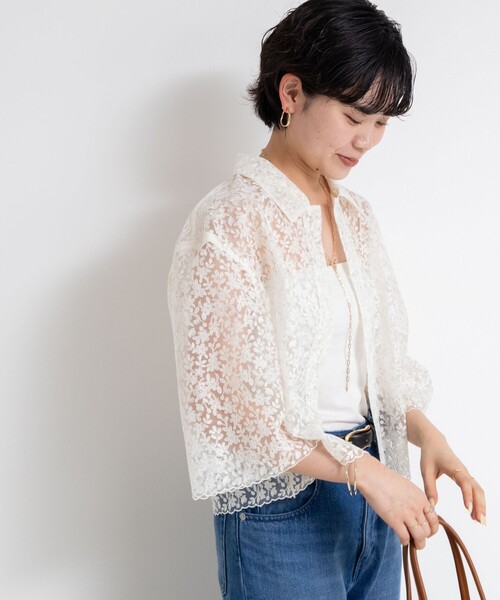 NOLLEY’S(ノーリーズ)の「Brocheレースショートシャツ(シャツ/ブラウス・レディース・オフホワイト/ブラック・38)」の19枚目の写真