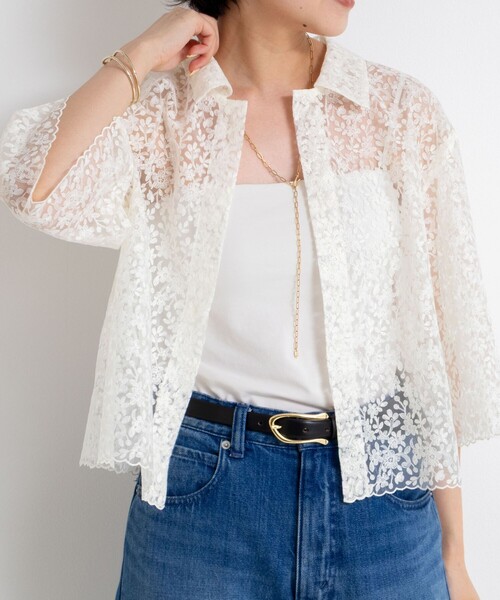 NOLLEY’S(ノーリーズ)の「Brocheレースショートシャツ(シャツ/ブラウス・レディース・オフホワイト/ブラック・38)」の21枚目の写真