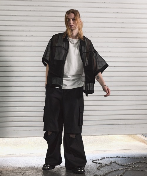 ANEDIST（アンディスト）の「ダブルポケットシアーシャツ（シャツ/ブラウス・メンズ・ホワイト/ブラック・M/L）」の3枚目の写真