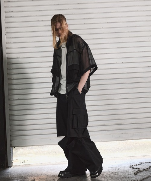 ANEDIST（アンディスト）の「ダブルポケットシアーシャツ（シャツ/ブラウス・メンズ・ホワイト/ブラック・M/L）」の4枚目の写真