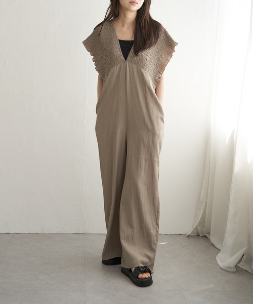 VENCEEXCHANGE（ヴァンスエクスチェンジ）の「シャーリングオールインワン（つなぎ/オールインワン・レディース・ベージュ/オリーブ/ブラック・FREE）」の10枚目の写真