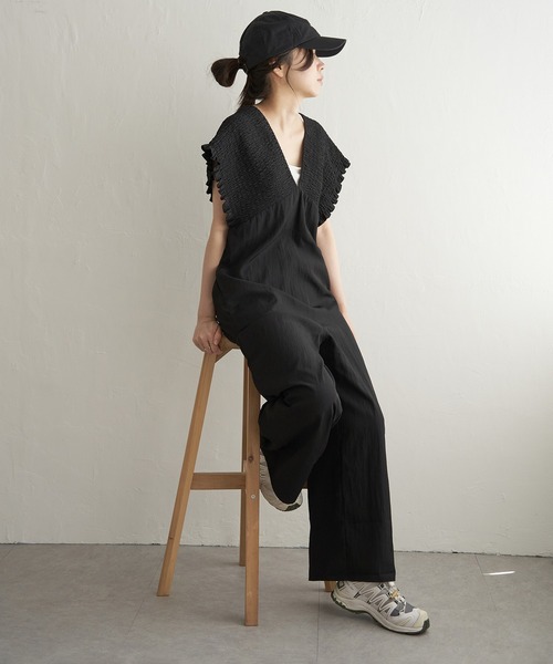 VENCEEXCHANGE（ヴァンスエクスチェンジ）の「シャーリングオールインワン（つなぎ/オールインワン・レディース・ベージュ/オリーブ/ブラック・FREE）」の4枚目の写真