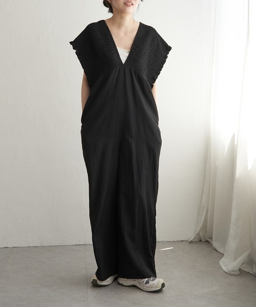 VENCEEXCHANGE（ヴァンスエクスチェンジ）の「シャーリングオールインワン（つなぎ/オールインワン・レディース・ベージュ/オリーブ/ブラック・FREE）」の6枚目の写真