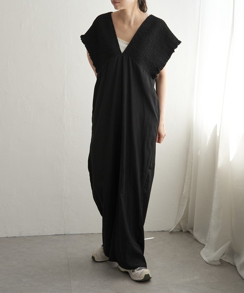 VENCEEXCHANGE（ヴァンスエクスチェンジ）の「シャーリングオールインワン（つなぎ/オールインワン・レディース・ベージュ/オリーブ/ブラック・FREE）」の5枚目の写真