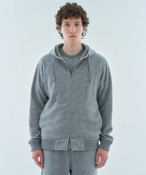 ESTNATION（エストネーション）の「ESTNATION / カシミヤミックス パイルジップフーディー（パーカー・メンズ・ネイビー/ライトグレー・LARGE/MEDIUM）」の10枚目の写真