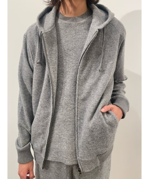 ESTNATION（エストネーション）の「ESTNATION / カシミヤミックス パイルジップフーディー（パーカー・メンズ・ネイビー/ライトグレー・LARGE/MEDIUM）」の21枚目の写真