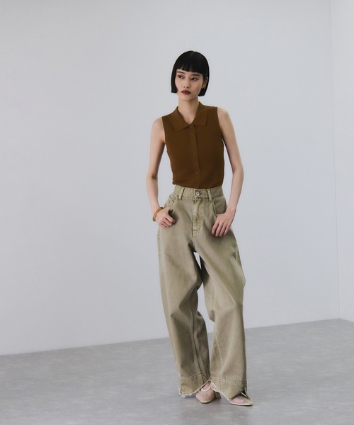 ADAM ET ROPE'（アダムエロペ）の「リブノースリーブニット（ニット/セーター・レディース・ベージュ系その他/ブラウン系その他3/チャコールグレー・FREE）」の17枚目の写真