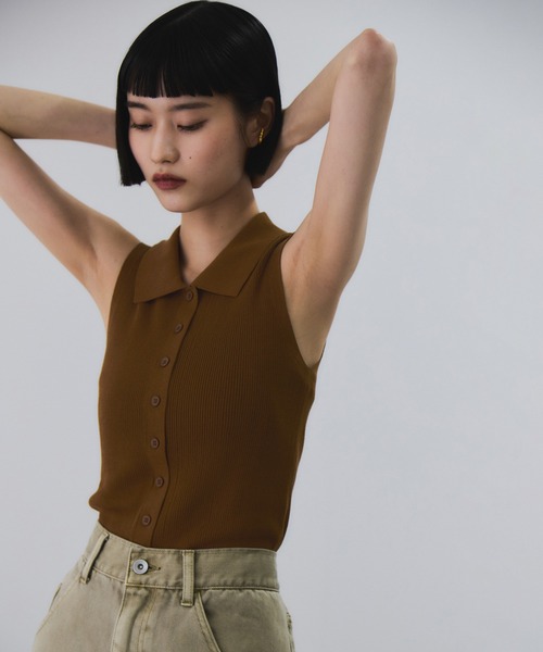 「ADAM ET ROPE'」 ノースリーブニット FREE ネイビー レディース ADAM ET ROPE\u0027」 ノースリーブトップス FREE レッド レディース ADAM