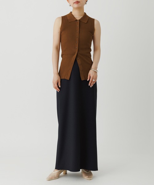 【美品】ADAM ET ROPÉ FEMME リブノースリーブニット ADAM ET ROPÉ FEMME(アダム エ ロペ ファム) / リブノースリーブ