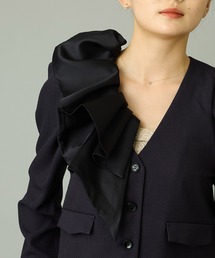 AVIE（アビィ）の「レイヤードフリルパーツ(マットサテン)【喪服・礼服】【入卒式・結婚式】【オフィス/ビジネス/デイリーにも使える】（ブローチ/コサージュ）」