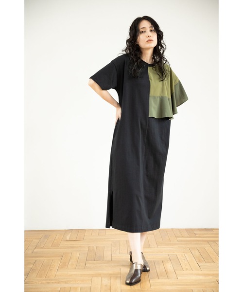 OSMOSIS(オズモーシス)の「アシンメトリーケープワンピース(ワンピース・レディース・ベージュ系その他/ブラック×カーキ/ブラック系その他・ONE SIZE)」の13枚目の写真
