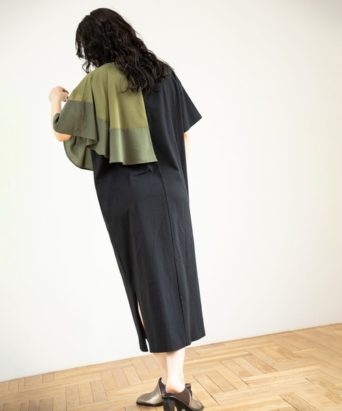 OSMOSIS(オズモーシス)の「アシンメトリーケープワンピース(ワンピース・レディース・ベージュ系その他/ブラック×カーキ/ブラック系その他・ONE SIZE)」の14枚目の写真