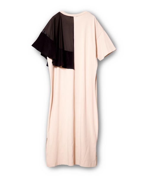 OSMOSIS(オズモーシス)の「アシンメトリーケープワンピース(ワンピース・レディース・ベージュ系その他/ブラック×カーキ/ブラック系その他・ONE SIZE)」の8枚目の写真