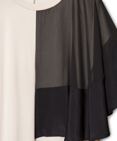 OSMOSIS(オズモーシス)の「アシンメトリーケープワンピース(ワンピース・レディース・ベージュ系その他/ブラック×カーキ/ブラック系その他・ONE SIZE)」の9枚目の写真