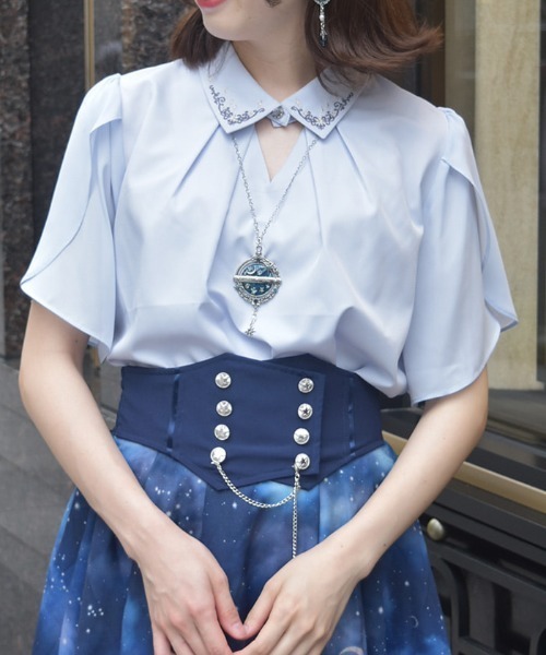 axes femme（アクシーズファム）の「ステラ刺繍ブラウス（シャツ/ブラウス・レディース・ブラック/サックスブルー/キナリ・FREE）」の3枚目の写真