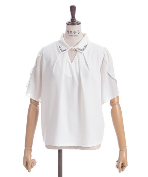 axes femme（アクシーズファム）の「ステラ刺繍ブラウス（シャツ/ブラウス・レディース・ブラック/サックスブルー/キナリ・FREE）」の14枚目の写真