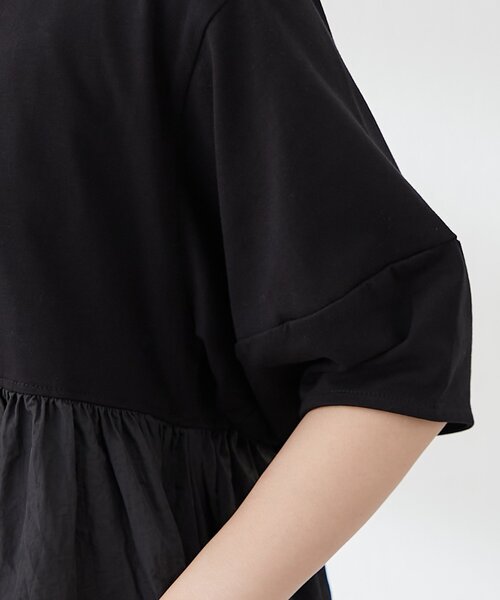 continuer de NICE CLAUP(コンティニューデナイスクラップ)の「大人ランタン袖ドッキングT(Tシャツ/カットソー・レディース・ブラック/オフホワイト/ブラウン・FREE)」の16枚目の写真