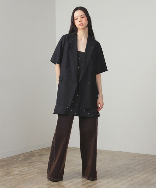 Ray BEAMS(レイビームス)の「ラペル ドット ハーフスリーブ ジャケット(テーラードジャケット・レディース・ブラック/ネイビー・0/1)」の21枚目の写真