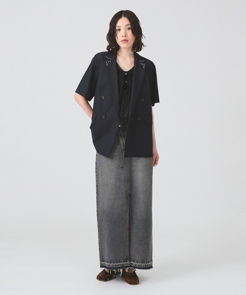 Ray BEAMS(レイビームス)の「ラペル ドット ハーフスリーブ ジャケット(テーラードジャケット・レディース・ブラック/ネイビー・0/1)」の18枚目の写真