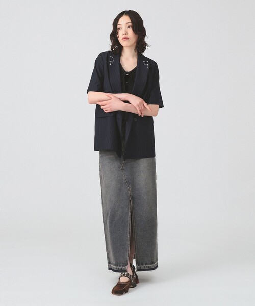 Ray BEAMS(レイビームス)の「ラペル ドット ハーフスリーブ ジャケット(テーラードジャケット・レディース・ブラック/ネイビー・0/1)」の17枚目の写真