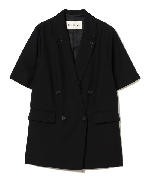 Ray BEAMS(レイビームス)の「ラペル ドット ハーフスリーブ ジャケット(テーラードジャケット・レディース・ブラック/ネイビー・0/1)」の14枚目の写真