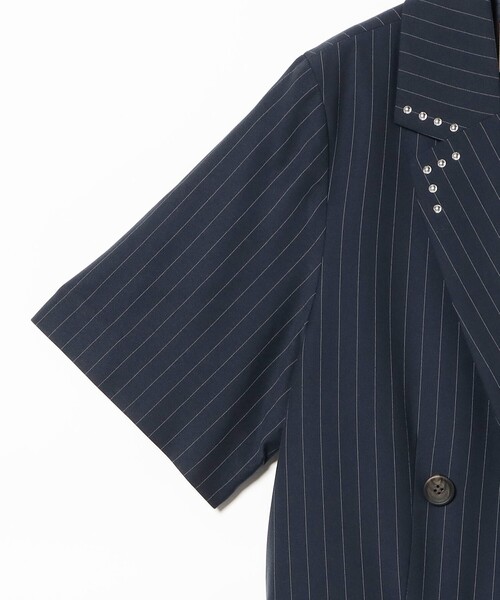 Ray BEAMS(レイビームス)の「ラペル ドット ハーフスリーブ ジャケット(テーラードジャケット・レディース・ブラック/ネイビー・0/1)」の8枚目の写真