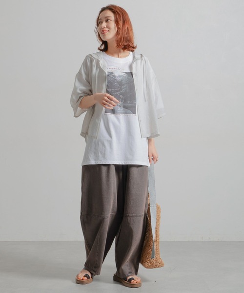 studio CLIP(スタディオクリップ)の「シアーフードシャツ(シャツ/ブラウス・レディース・ライトグレー/ブラック/アイボリー・FREE)」の5枚目の写真