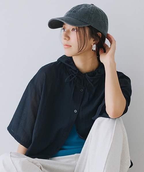 studio CLIP(スタディオクリップ)の「シアーフードシャツ(シャツ/ブラウス・レディース・ライトグレー/ブラック/アイボリー・FREE)」の9枚目の写真