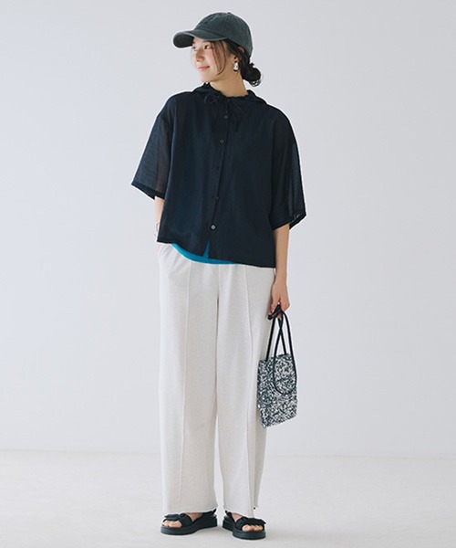 studio CLIP(スタディオクリップ)の「シアーフードシャツ(シャツ/ブラウス・レディース・ライトグレー/ブラック/アイボリー・FREE)」の11枚目の写真