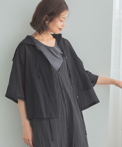 studio CLIP(スタディオクリップ)の「シアーフードシャツ(シャツ/ブラウス・レディース・ライトグレー/ブラック/アイボリー・FREE)」の16枚目の写真