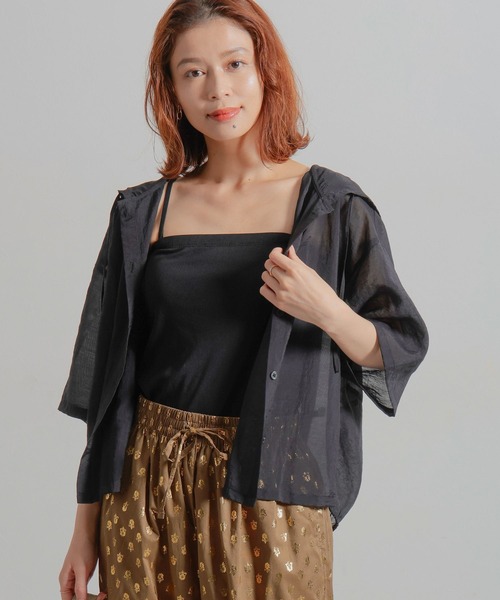 studio CLIP(スタディオクリップ)の「シアーフードシャツ(シャツ/ブラウス・レディース・ライトグレー/ブラック/アイボリー・FREE)」の19枚目の写真