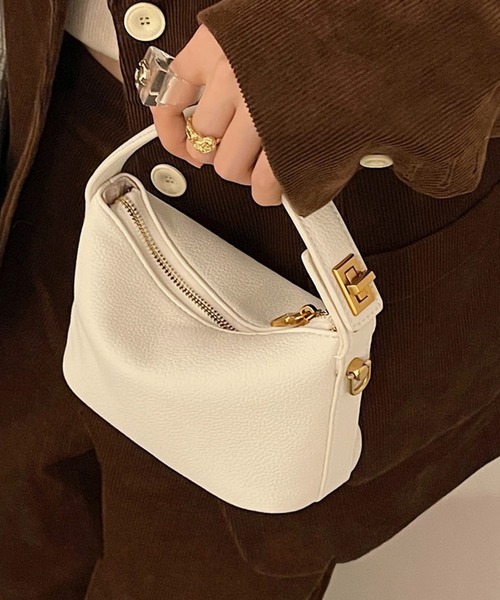 folka(フォルカ)の「7B44 2WAY リラインミニショルダーバッグ PUレザー(ハンドバッグ・レディース・ホワイト/ブラック・ONESIZE)」の3枚目の写真