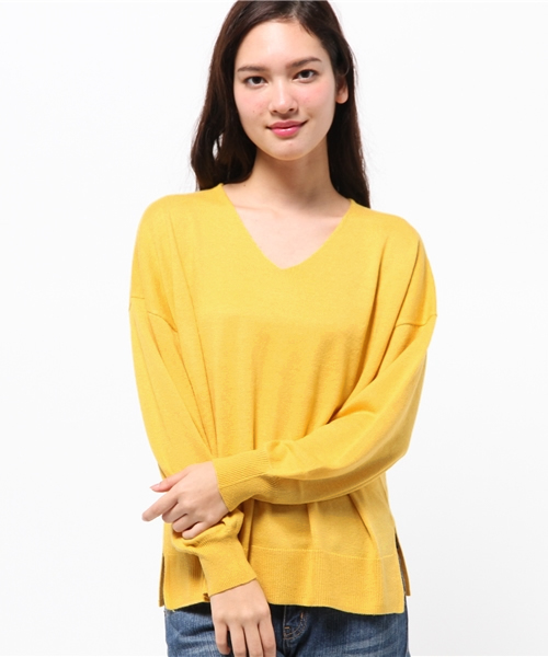 DouDou（ドゥドゥ）の「【DouDou】Vネックゆるニットプルオーバー（ニット/セーター・レディース・ライトブルー/イエロー/グレー/ホワイト・FREE）」の7枚目の写真