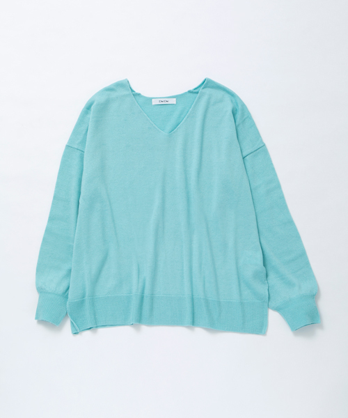 DouDou（ドゥドゥ）の「【DouDou】Vネックゆるニットプルオーバー（ニット/セーター・レディース・ライトブルー/イエロー/グレー/ホワイト・FREE）」の8枚目の写真