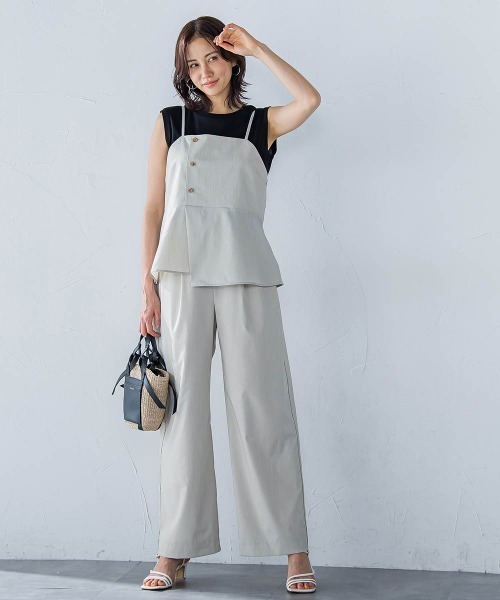 ロートレアモン（LAUTREAMONT）/サテンコードワイドパンツ≪セットアップ対応/洗濯機で洗える≫ セール】サテンコードワイドパンツ≪セットアップ対応/洗濯機で洗える