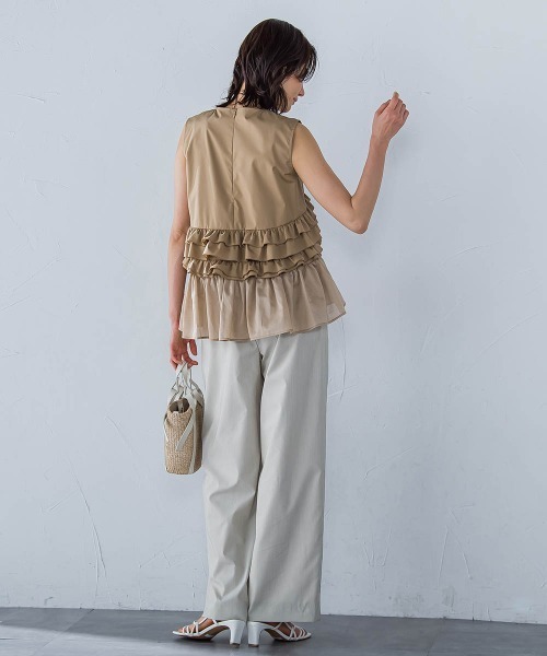 ロートレアモン（LAUTREAMONT）/サテンコードワイドパンツ≪セットアップ対応/洗濯機で洗える≫ セール】サテンコードワイドパンツ≪セットアップ対応/洗濯機で洗える