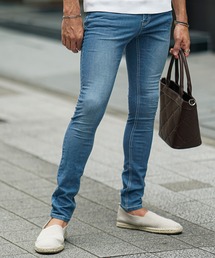 【SOMEDIFF】接触冷感極細デニムパンツ メンズ スキニー スリム ストレッチ ジーンズ ジーパン 春服